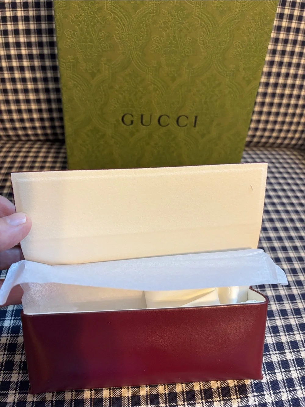 Gucci  Maroon Leather Eyewear Case